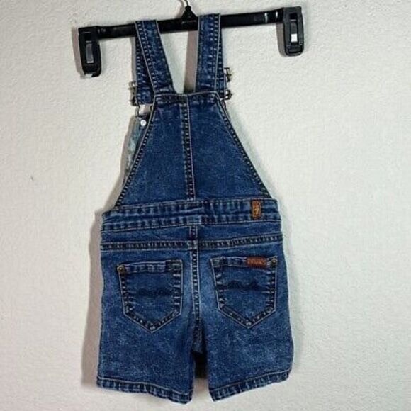 7 For All Mankind Baby Toddler Denim Overall Shorts Size 18M Blue - Picture 5 of 7